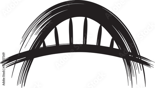 Abstract arch bridge element grunge brush stroke black artistic distressed urban design background vector illustration