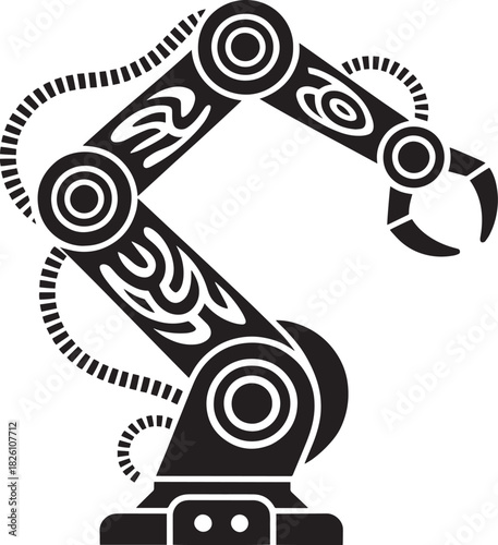 Automated industrial robotic arm vector illustration mechanical machine for factory assembly line work