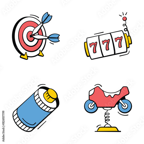 Well designed hand drawn entertainment icons, ready for premium use