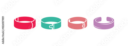 Colorful bracelet or cuff, a jewelry symbol, glyph design