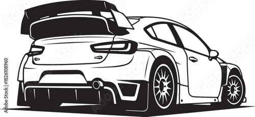Dynamic performance sports car line art illustration vector graphic