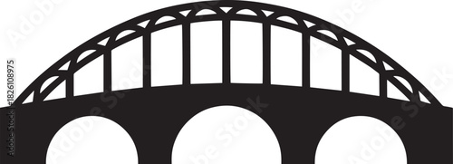 Simple arched truss bridge silhouette with semicircular openings below road deck
