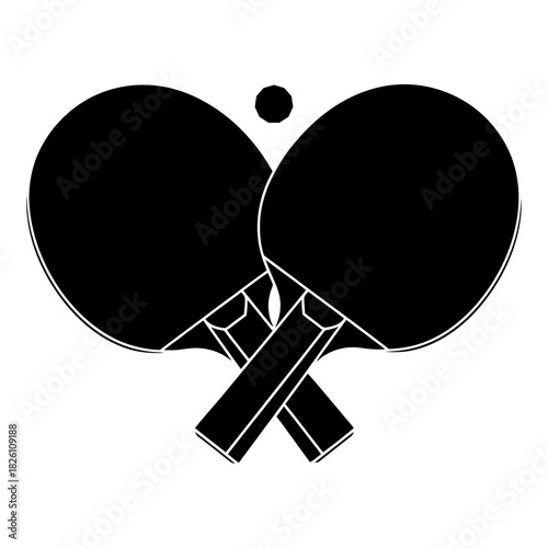 Crossed table tennis paddles isolated on white background, Vector, illustration