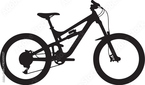 Mountain bike silhouette icon for sports and adventure design