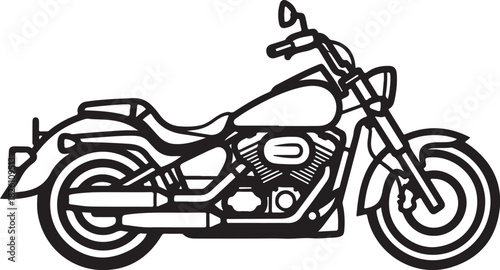 Outline illustration of a classic cruiser motorcycle vector art