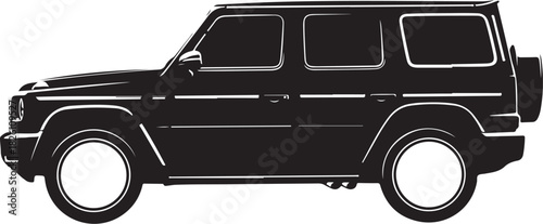Black modern luxury off-road suv car vector graphic silhouette