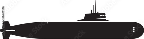 Submarine silhouette icon, underwater vessel graphic design