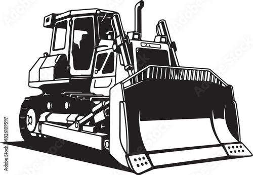 Heavy track-type tractor bulldozer construction vehicle vector art