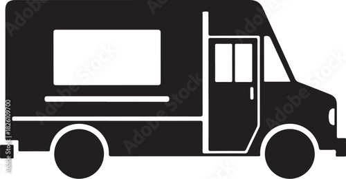 Mobile food truck or delivery van icon, service vehicle type