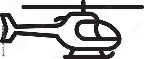 Helicopter line art icon. air transport aircraft vector illustration