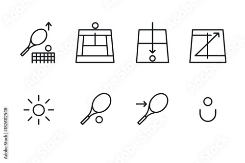 Minimalist icons for tennis coaching and strategy