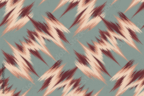 Abstract ikat pattern for seamless ethnic art in tribal and folk style. Print Aztec geometric ornament. Geometric pattern seamless color oriental.Design for fabric, carpet, wallpaper, clothing.