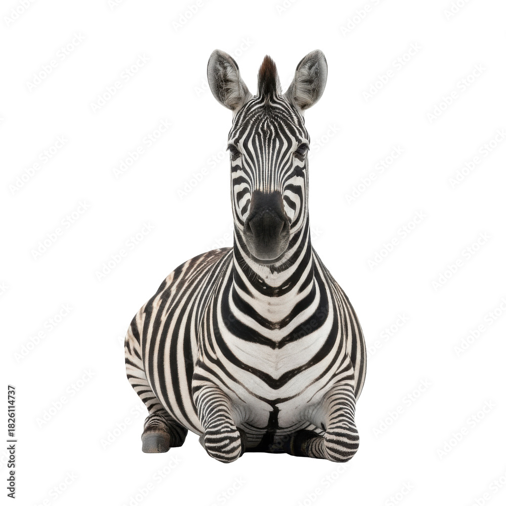 Fototapeta premium Striking Black and White Zebra Portrait on a Deep Black Background