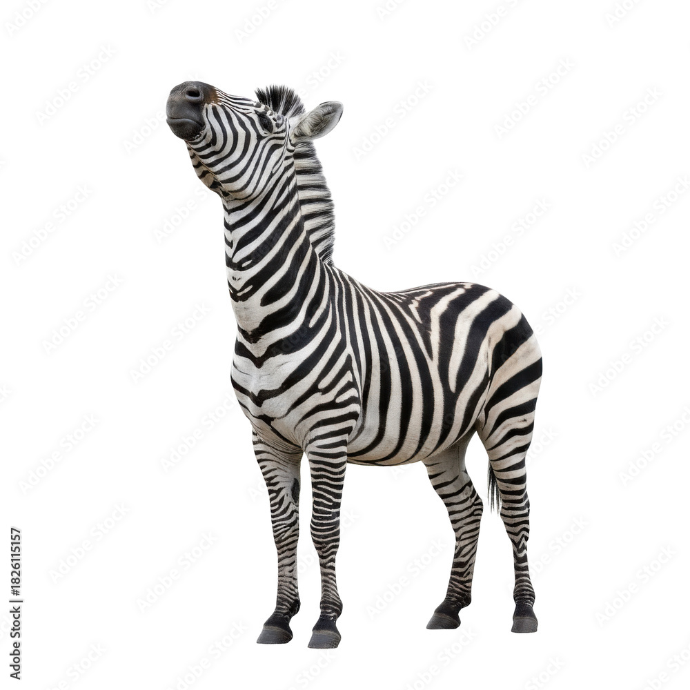 Fototapeta premium Striking Zebra Portrait Isolated on Black Background Majestic Animal Photography