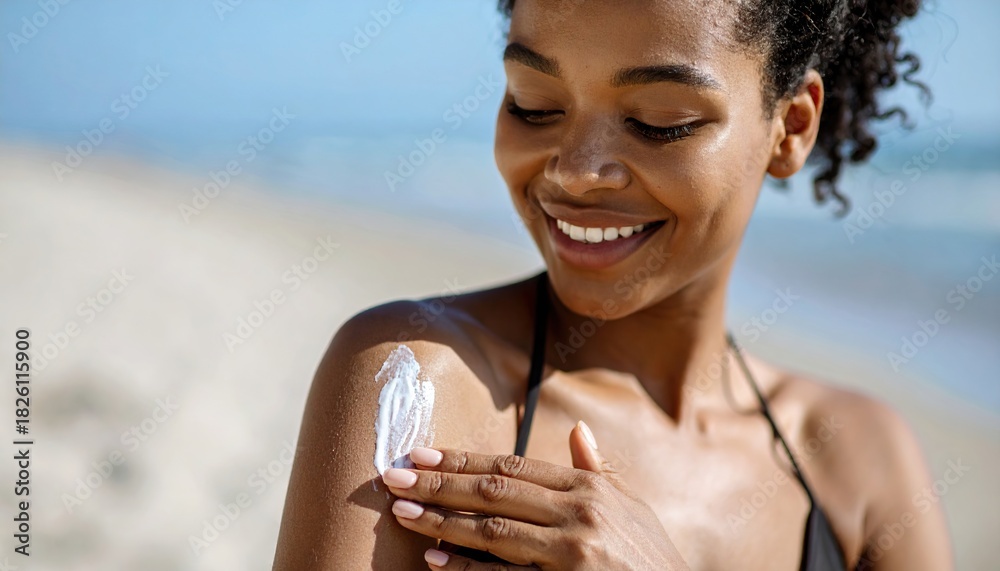 Fototapeta premium woman applying sunscreen