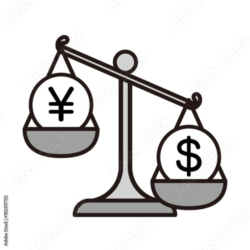 円安ドル高＿てんびんイラスト