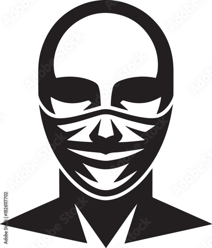 Abstract Face Mask Silhouette Vector Illustration for Medical Safety and Protection Concept