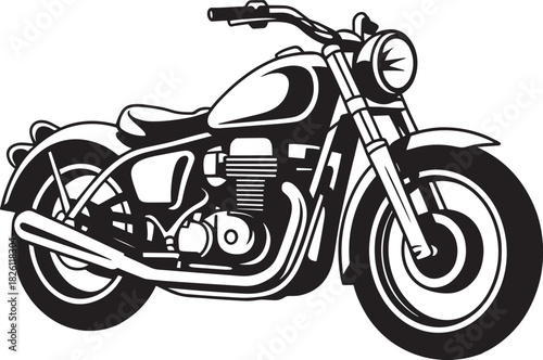 Classic Motorcycle Vector Illustration with Detailed Engine and Bodywork Design