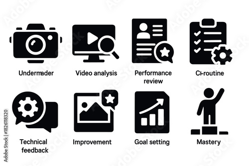 Business and productivity icons: set of flat design symbols for hr and workflow management