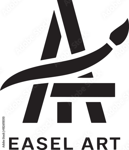 Easel Art Logo Vector Design with Brush Stroke for Creative Studio and Artistic Brand