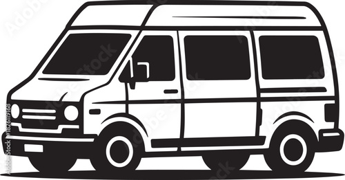 Minivan Vehicle Vector Illustration with Side View and Detailed Body Design