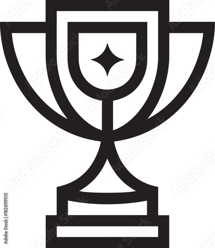 Trophy Icon Design A Symbol of Achievement and Success in Black and White Style