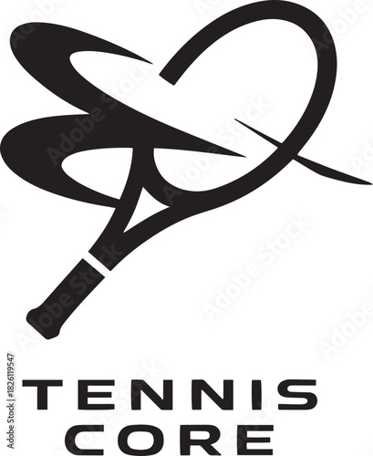 Tennis Core Logo Design with Racket and Heart Shape for Sport Brand Identity and Tournament
