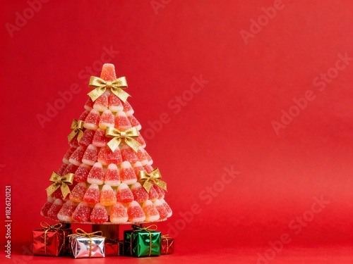 Christmas tree made of marmalade with gifts