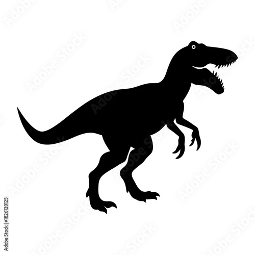 Tyrannosaurus Rex Icon Black Silhouette Isolated.