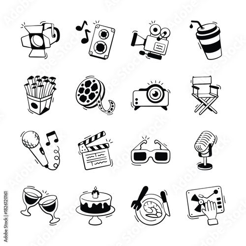 Get this creatively crafted amazing entertainment icons set