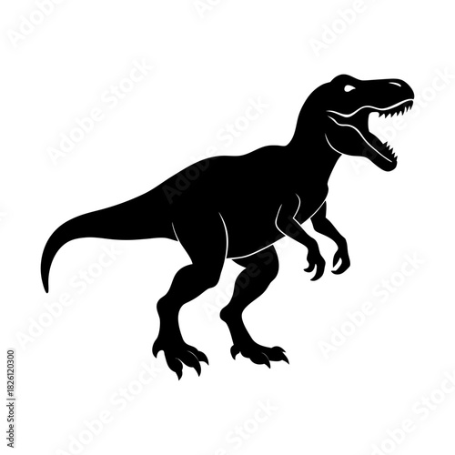 Tyrannosaurus Silhouette Icon on White Background.