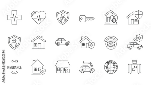 Insurance and Protection A Collection of Icons for Safety and Security