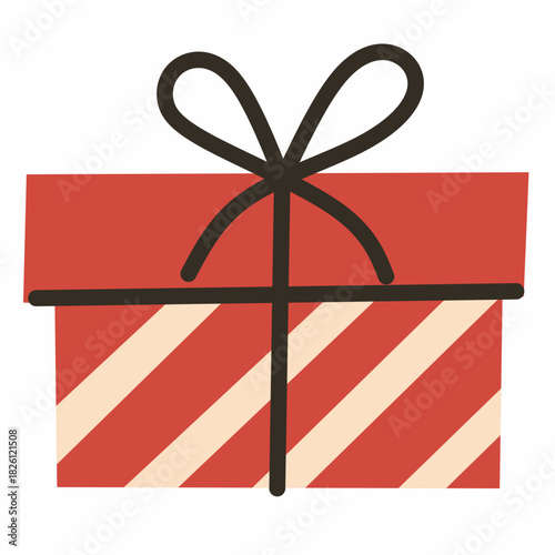 Christmas Gift Box in Flat Cute Style for Holiday Design