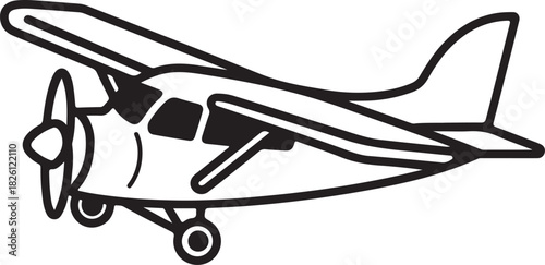 small airplane line drawing cartoon aircraft vector illustration 