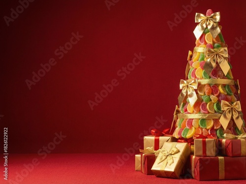 Christmas tree made of marmalade with gifts