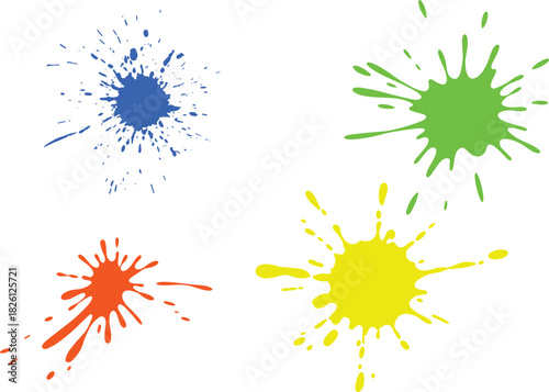 Black ink splatter vector collection with abstract splash shapes, grunge paint drops, messy blot elements, spray texture design isolated on light background