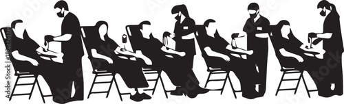 Medical professionals administering blood donations in a healthcare setting