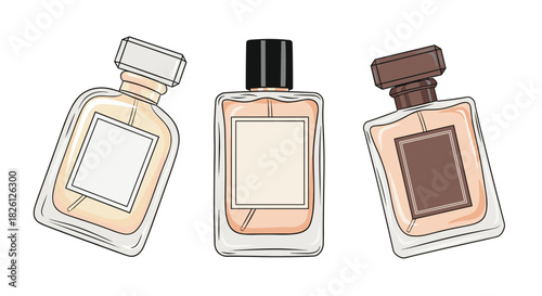 Elegant perfume bottles displayed in a visually appealing composition. .