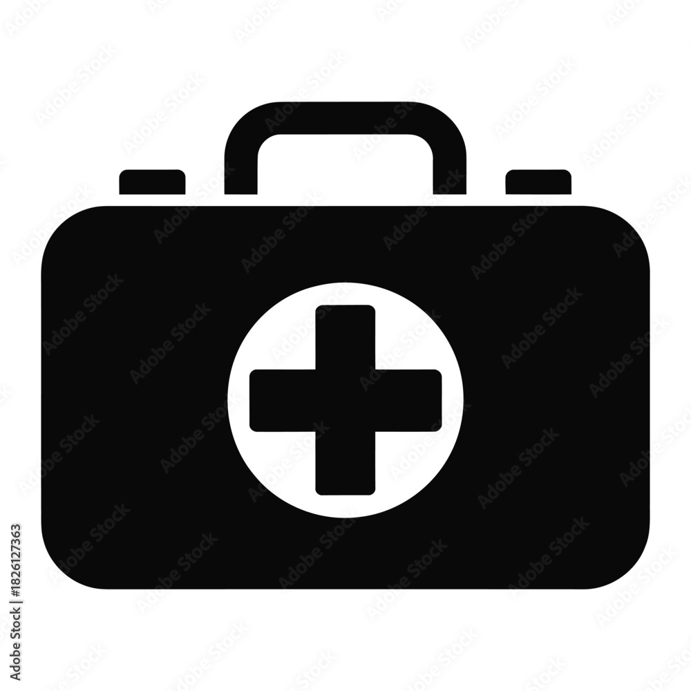 Obraz premium First aid kit icon simple flat vector design Isolated on transparent background, png for medical and healthcare applications