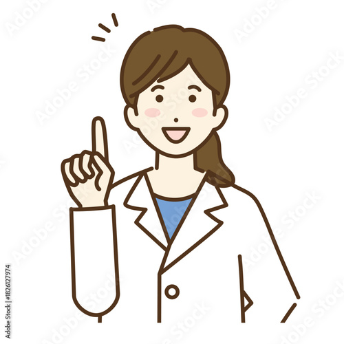 説明する白衣の女性のイラスト
