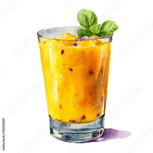 A watercolor painting of Smoothie, vector illustration on white background.