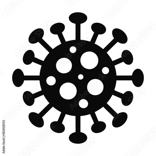 Coronavirus icon simple flat vector glyph Isolated on transparent background, png representing the COVID-19 virus for medical and health related designs