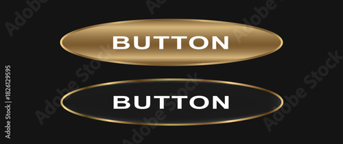 Buttons set on dark background. Black gold button. Luxury button for your creative website. Vector illustration. Eps 10