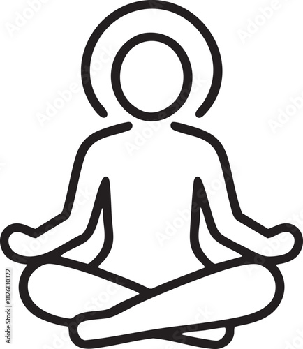 Simple line drawing of a person meditating in a lotus position