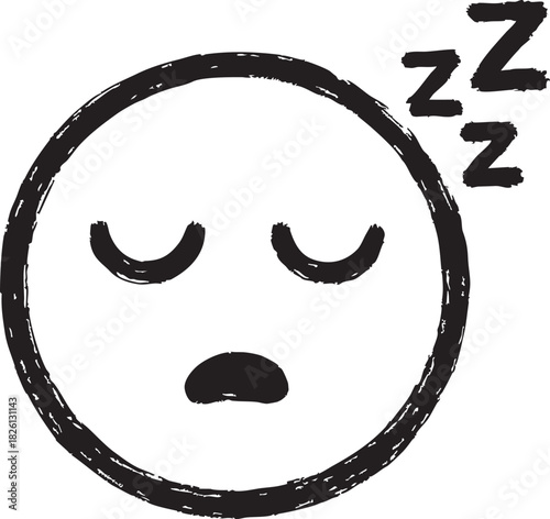 A simple doodle of a sleeping face with zzz s above its head