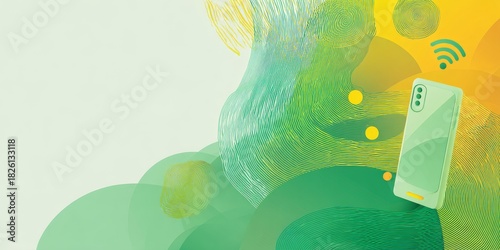 Abstract background with smartphone and wifi icon. Communication and connectivity concept for technology advertising and modern design.