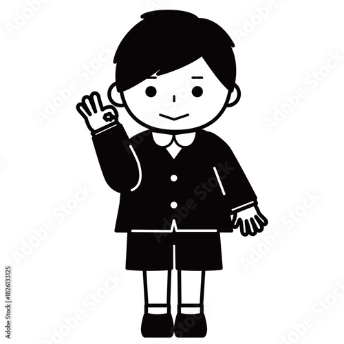 OKサインを出す男の子