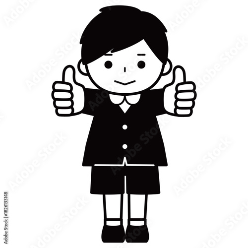 両手でグッドサインをする男の子