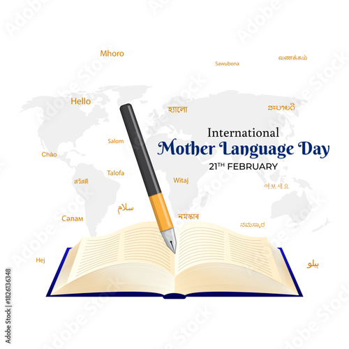 Vector illustration of International Mother Language Day social media template