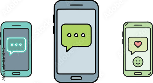 Connect with friends using trendy mobile phones and sending exciting messages in the digital age